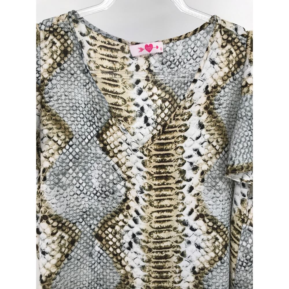 Buddy Love Snake Print Semi Sheer Flutter Sleeve … - image 2